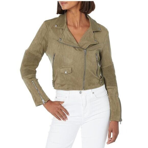 Women's Tan Suede Biker Jacket - Picture 1 of 8